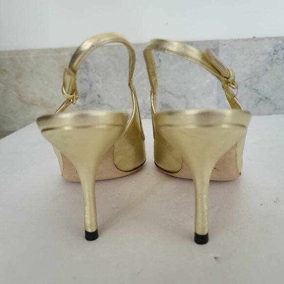 NEW Gucci Metallic Gold Leather Heels Pumps - Picture 5 of 5